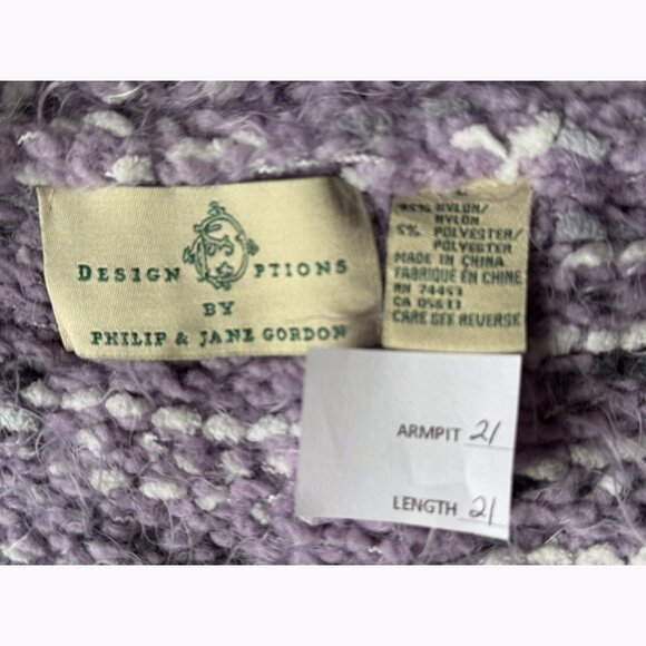 Design Options Women’s Large Sleeveless Fringe Cardigan Purple Boho Chunky - Picture 2 of 7